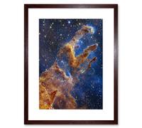 Artery8 Wall Art Print NASA James Webb Space Telescope Pillars of Creation Eagle Nebula Artwork Framed 9X7 Inch in Brown | Size: W7" x H9" Artery8 Brown W7" x H9"