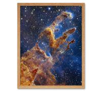 Artery8 Wall Art Print NASA James Webb Space Telescope Pillars Of Creation Universe Cosmic Dust Star Formation Art Framed | Size: W12" x H16" Artery8 Light Oak W12" x H16"