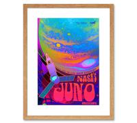 Artery8 Wall Art Print NASA Juno Mission to Jupiter Psychedelic Artwork Framed 9X7 Inch in Beige | Size: W7" x H9" Artery8 Beige W7" x H9"