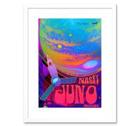 Artery8 Wall Art Print NASA Juno Mission to Jupiter Psychedelic Artwork Framed 9X7 Inch in White | Size: W7" x H9" Artery8 White W7" x H9"