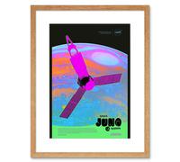 Artery8 Wall Art Print NASA Jupiter Juno Mission Psychedelic Artwork Framed 9X7 Inch in Beige | Size: W7" x H9" Artery8 Beige W7" x H9"