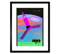 Artery8 Wall Art Print NASA Jupiter Juno Mission Psychedelic Artwork Framed 9X7 Inch in Black | Size: W7" x H9" Artery8 Black W7" x H9"