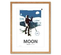 Artery8 Wall Art Print NASA Modern Explorers Explore Moon to Mars Lunar Architect Artemis Poster Artwork Framed 9X7 Inch in Beige | Size: W7" x H9" Artery8 Beige W7" x H9"