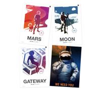 Artery8 Wall Art Print NASA Modern Explorers Explore We Need You Moon to Mars Lunar Architect Dune Scout Gateway Commander A4 Poster Pack of 4 Artery8 Multicolor A4