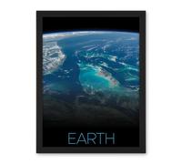 Artery8 Wall Art Print NASA Our Solar System Earth Image International Space Station Large Framed Wall Décor Art in White | Size: W18" x H24" Artery8 White W18" x H24"
