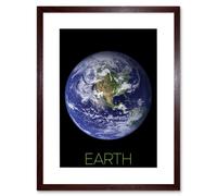 Artery8 Wall Art Print NASA Our Solar System Earth Planet Blue Marble Space Artwork Framed 9X7 Inch in Brown | Size: W7" x H9" Artery8 Brown W7" x H9"