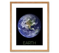 Artery8 Wall Art Print NASA Our Solar System Earth Planet Blue Marble Space Artwork Framed 9X7 Inch in Beige | Size: W7" x H9" Artery8 Beige W7" x H9"