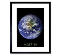 Artery8 Wall Art Print NASA Our Solar System Earth Planet Blue Marble Space Artwork Framed 9X7 Inch in Black | Size: W7" x H9" Artery8 Black W7" x H9"