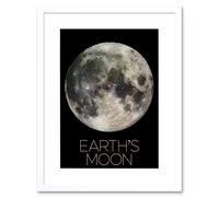 Artery8 Wall Art Print NASA Our Solar System Earth's Moon Lunar Galileo Image Artwork Framed 9X7 Inch in White | Size: W7" x H9" Artery8 White W7" x H9"