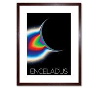 Artery8 Wall Art Print NASA Our Solar System Enceladus Saturn's Moon Colorized Artwork Framed 9X7 Inch in Brown | Size: W7" x H9" Artery8 Brown W7" x H9"
