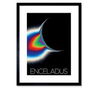 Artery8 Wall Art Print NASA Our Solar System Enceladus Saturn's Moon Colorized Artwork Framed 9X7 Inch in Black | Size: W7" x H9" Artery8 Black W7" x H9"