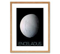 Artery8 Wall Art Print NASA Our Solar System Enceladus Saturn's Moon Ice Oceans Artwork Framed 9X7 Inch in Beige | Size: W7" x H9" Artery8 Beige W7" x H9"