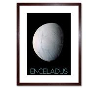 Artery8 Wall Art Print NASA Our Solar System Enceladus Saturn's Moon Ice Oceans Artwork Framed 9X7 Inch in Brown | Size: W7" x H9" Artery8 Brown W7" x H9"