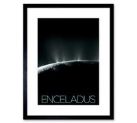 Artery8 Wall Art Print Nasa Our Solar System Enceladus Saturn's Moon Plumes Artwork Framed 9X7 Inch