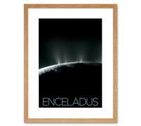 Artery8 Wall Art Print NASA Our Solar System Enceladus Saturn's Moon Plumes Artwork Framed 9X7 Inch in Beige | Size: W7" x H9" Artery8 Beige W7" x H9"