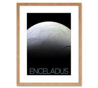 Artery8 Wall Art Print NASA Our Solar System Enceladus Saturn's Moon Surface Artwork Framed 9X7 Inch in Beige | Size: W7" x H9" Artery8 Beige W7" x H9"