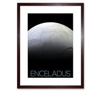 Artery8 Wall Art Print NASA Our Solar System Enceladus Saturn's Moon Surface Artwork Framed 9X7 Inch in Brown | Size: W7" x H9" Artery8 Brown W7" x H9"