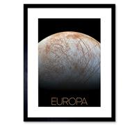 Artery8 Wall Art Print Nasa Our Solar System Europa Jupiter's Moon Ice Surface Artwork Framed 9X7 Inch