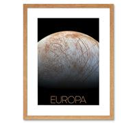 Artery8 Wall Art Print NASA Our Solar System Europa Jupiter's Moon Ice Surface Artwork Framed 9X7 Inch in Beige | Size: W7" x H9" Artery8 Beige W7" x H9"