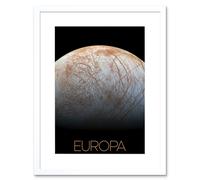 Artery8 Wall Art Print NASA Our Solar System Europa Jupiter's Moon Ice Surface Artwork Framed 9X7 Inch in White | Size: W7" x H9" Artery8 White W7" x H9"