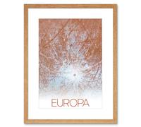 Artery8 Wall Art Print NASA Our Solar System Europa Jupiter's Moon Pwyll Crater Artwork Framed 9X7 Inch in Beige | Size: W7" x H9" Artery8 Beige W7" x H9"