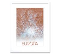 Artery8 Wall Art Print NASA Our Solar System Europa Jupiter's Moon Pwyll Crater Artwork Framed 9X7 Inch in White | Size: W7" x H9" Artery8 White W7" x H9"