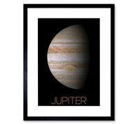 Artery8 Wall Art Print NASA Our Solar System Jupiter Planet Image Red Spot Artwork Framed 9X7 Inch in Black | Size: W7" x H9" Artery8 Black W7" x H9"