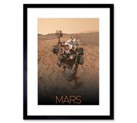 Artery8 Wall Art Print NASA Our Solar System Mars Curiosity Rover Self Portrait Artwork Framed 9X7 Inch in Black | Size: W7" x H9" Artery8 Black W7" x H9"