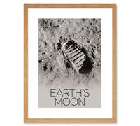 Artery8 Wall Art Print NASA Our Solar System Moon Apollo 11 Boot Lunar Surface Artwork Framed 9X7 Inch in Beige | Size: W7" x H9" Artery8 Beige W7" x H9"