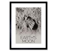 Artery8 Wall Art Print NASA Our Solar System Moon Apollo 11 Boot Lunar Surface Artwork Framed 9X7 Inch in Black | Size: W7" x H9" Artery8 Black W7" x H9"