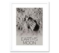 Artery8 Wall Art Print NASA Our Solar System Moon Apollo 11 Boot Lunar Surface Artwork Framed 9X7 Inch in White | Size: W7" x H9" Artery8 White W7" x H9"