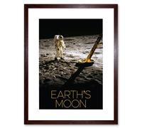Artery8 Wall Art Print NASA Our Solar System Moon Apollo 11 Lunar Module Buzz Aldrin Artwork Framed 9X7 Inch in Brown | Size: W7" x H9" Artery8 Brown W7" x H9"