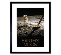 Artery8 Wall Art Print NASA Our Solar System Moon Apollo 11 Lunar Module Buzz Aldrin Artwork Framed 9X7 Inch in Black | Size: W7" x H9" Artery8 Black W7" x H9"
