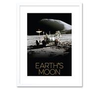 Artery8 Wall Art Print NASA Our Solar System Moon Lunar Roving Vehicle Apollo 15 Artwork Framed 9X7 Inch in White | Size: W7" x H9" Artery8 White W7" x H9"