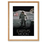 Artery8 Wall Art Print NASA Our Solar System Moon Surface Apollo 17 Astronaut Artwork Framed 9X7 Inch in Beige | Size: W7" x H9" Artery8 Beige W7" x H9"