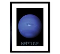 Artery8 Wall Art Print Nasa Our Solar System Neptune Blue Planet Voyager 2 Image Artwork Framed 9X7 Inch