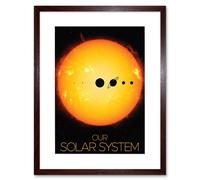 Artery8 Wall Art Print NASA Our Solar System Planets & Sun Size Comparison Dark Artwork Framed 9X7 Inch in Brown | Size: W7" x H9" Artery8 Brown W7" x H9"