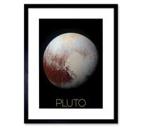 Artery8 Wall Art Print NASA Our Solar System Pluto New Horizons Enhanced Colour Image Artwork Framed 9X7 Inch in Black | Size: W7" x H9" Artery8 Black W7" x H9"
