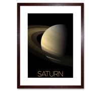 Artery8 Wall Art Print NASA Our Solar System Saturn Planet Equinox Cassini Artwork Framed 9X7 Inch in Brown | Size: W7" x H9" Artery8 Brown W7" x H9"