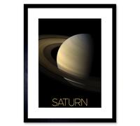 Artery8 Wall Art Print NASA Our Solar System Saturn Planet Equinox Cassini Artwork Framed 9X7 Inch in Black | Size: W7" x H9" Artery8 Black W7" x H9"