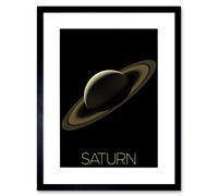 Artery8 Wall Art Print NASA Our Solar System Saturn Planet Rings Cassini Mission Artwork Framed 9X7 Inch in Black | Size: W7" x H9" Artery8 Black W7" x H9"