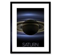Artery8 Wall Art Print Nasa Our Solar System Saturn Planet Shadow Cassini Artwork Framed 9X7 Inch
