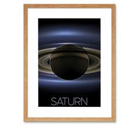 Artery8 Wall Art Print NASA Our Solar System Saturn Planet Shadow Cassini Artwork Framed 9X7 Inch in Beige | Size: W7" x H9" Artery8 Beige W7" x H9"