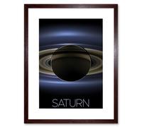 Artery8 Wall Art Print NASA Our Solar System Saturn Planet Shadow Cassini Artwork Framed 9X7 Inch in Brown | Size: W7" x H9" Artery8 Brown W7" x H9"