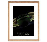 Artery8 Wall Art Print NASA Our Solar System Saturn Planet Shadow View Cassini Artwork Framed 9X7 Inch in Beige | Size: W7" x H9" Artery8 Beige W7" x H9"