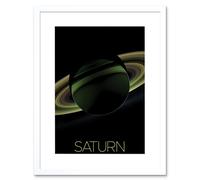 Artery8 Wall Art Print NASA Our Solar System Saturn Planet Shadow View Cassini Artwork Framed 9X7 Inch in White | Size: W7" x H9" Artery8 White W7" x H9"