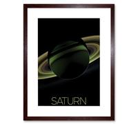 Artery8 Wall Art Print NASA Our Solar System Saturn Planet Shadow View Cassini Artwork Framed 9X7 Inch in Brown | Size: W7" x H9" Artery8 Brown W7" x H9"