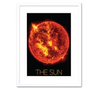 Artery8 Wall Art Print NASA Our Solar System The Sun Solar Flare Image Artwork Framed 9X7 Inch in White | Size: W7" x H9" Artery8 White W7" x H9"