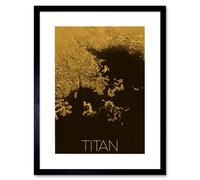 Artery8 Wall Art Print NASA Our Solar System Titan Saturn's Moon Ligeia Mare Lake Artwork Framed 9X7 Inch in Black | Size: W7" x H9" Artery8 Black W7" x H9"