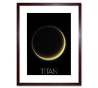 Artery8 Wall Art Print NASA Our Solar System Titan Saturn's Moon Night Side Artwork Framed 9X7 Inch in Brown | Size: W7" x H9" Artery8 Brown W7" x H9"